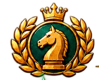 A golden knight surrounded by a laurel wreath